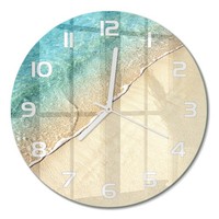 Runde Glas-Wanduhr Aus Glas Runde Glasuhr Welle Am Strand WeißE Zeiger Fi30 Cm