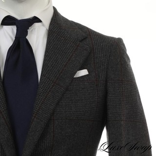 Eidos Napoli Made Italy NMWA Cut Galles Grey Brown Maxi Check Flannel Jacket 48R