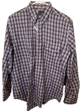 Wrangler Men s Shirt Large Blue Plaid - Embroidered Galloping Horse - Vintage