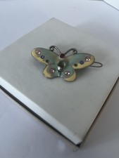 Vintage Enamel Metal/ Pewter Color Jeweled Butterfly 2  Hair Clip/Barrett