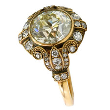 Round Cut Lab Created Diamond 14K Yellow Gold Over Engagement Wedding Ring 2.Ct