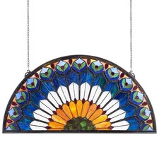 Tiffany-Style Stained Glass Panel, 36x18in, Iron Chain Hangable