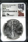1986 (S) Bullion Silver Eagles NGC MS-69 Struck at SF Mint