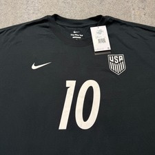 Nike USMNT USA Soccer T-Shirt Men 2XL Black Crew Neck Christian Pulisic #10