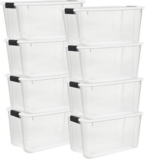 8-Pack 70 Quart Ultra Latch Box, Clear Storage Organizer Bins with Latching Lids
