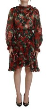 Dolce & Gabbana Multicolor Geranium A-line Knee Length Women's Dress Authentic