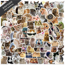 100PCS Funny Cat Meme Stickers for Adults, Cute Waterproof Vinyl 100 Cats