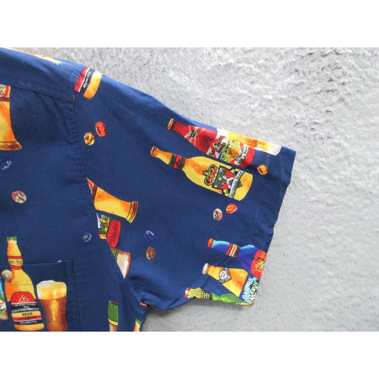 WEEKENDER Traveler Men's Large Button Casual Shirt BEER Key West Aruba Bermuda + image 3