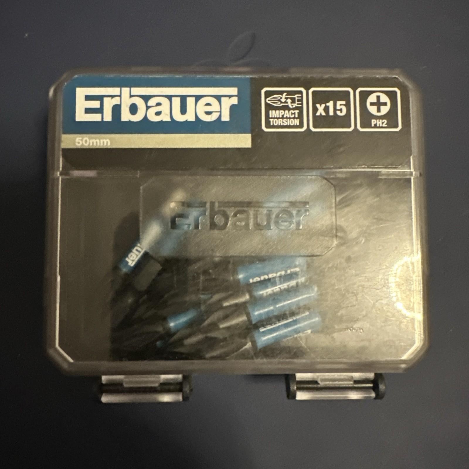 Erbauer PH2 50mm Impact Torsion Bits Black Screwdriver Bit Box Set of 15