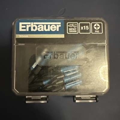 Erbauer PH2 50mm Impact Torsion Bits schwarz Schraubendreher Bit Box 15er Set
