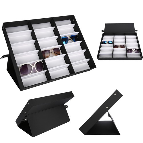 18 Grids Glasses Display Case Sunglasses Storage Box Organizer Glasses Jewelry+ - Picture 7 of 9