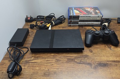 PS2 Slim Konsole Bundle offizielles Zubehör SCPH-77003 getestet & funktionsfähig 5 Spiele