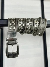 Vintage streetwear Japanese Style Biker Metal Real Leather Belt 90s y2K