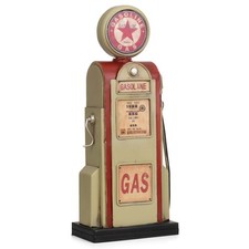 Blech-Deko Spardose Zapfsäule Gasoline rot weiß Tankstelle Nostalgie Blechmodell