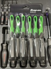 Snap on tools green mini file set 6pc soft handle in carry pouch 