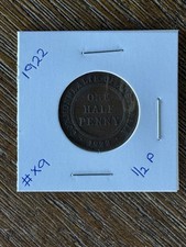 🎀1922 HALF PENNY MELBOURNE AUSTRALIA🎀HARDER DATE KEY DATE KING GEORGE V #X9🎀
