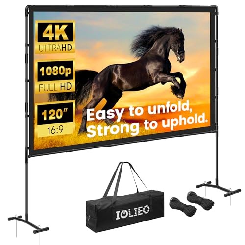 Projector Screen with Stand, 120 Inch, 16:9 Outdoor Portable Screen, Unique - Picture 2 of 7