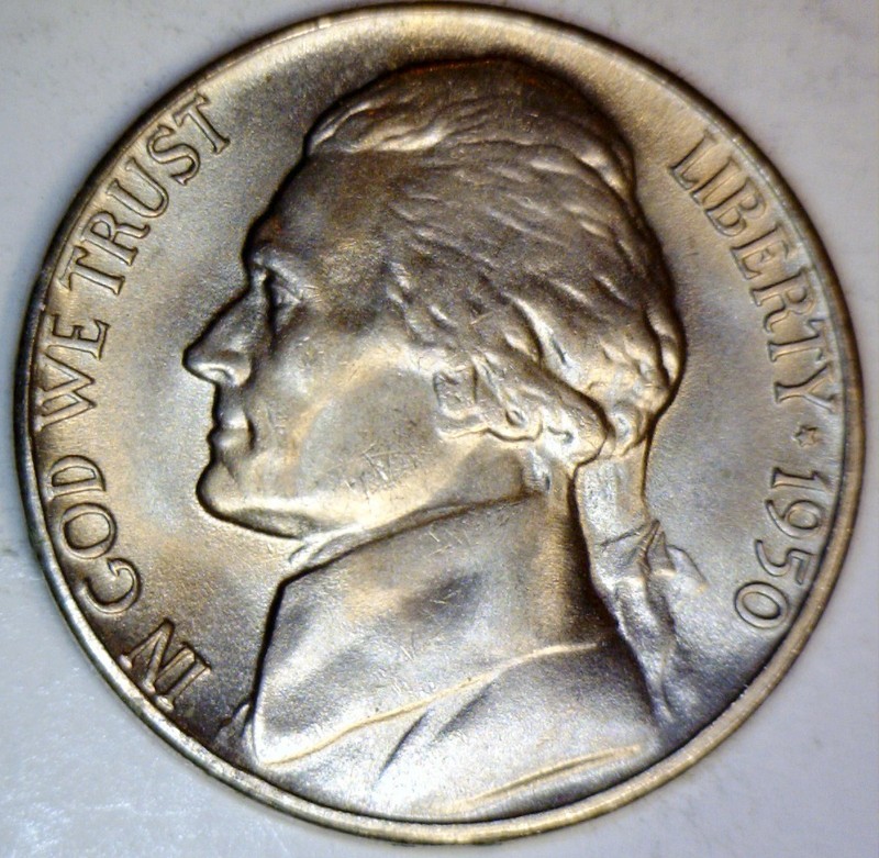 1950d BU ++ Jefferson Nickel Coin Nice lt. Tone KEY DATE Uncirculated LOT #19 NR