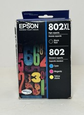 New Epson 802XL Blk/Y/C/M Ink Cartridge EXP 12/2024 T802XL-BCS-SVH 802