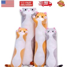Cute Cat Plush Long Body Pillow Cuddle Cartoon Stuffed Animals Cat Plushie So...