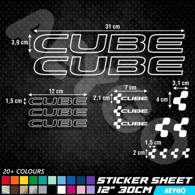 CUBE Vinyl Aufkleber Sticker Blatt Fahrrad Rahmen Radfahren Fahrrad MTB Mod MX