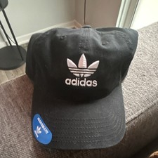 adidas Originals Relaxed Adjustable Strapback Baseball Cap Black Gray Men's