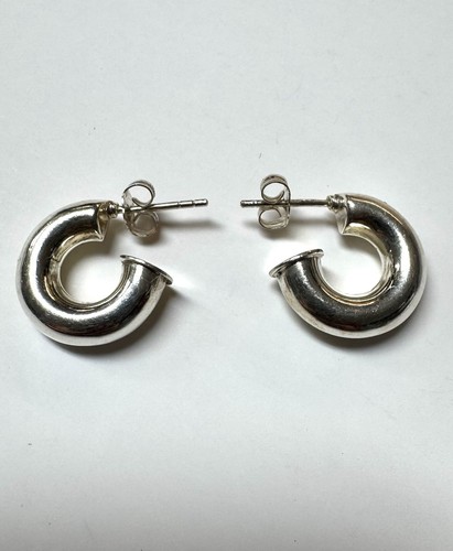 Sterling Silver 5mm Small Hoop Earrings .6” - Picture 2 of 5