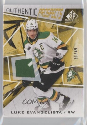 2021 Upper Deck SP Game Used CHL Edition Gold 33/49 Luke Evangelista Patch 4et