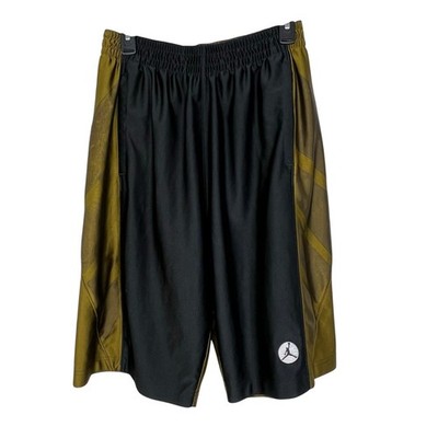 Jordan Shiny Basketball Shorts M Men Black Gold Shimmery Glossy Jumpman Dazzle