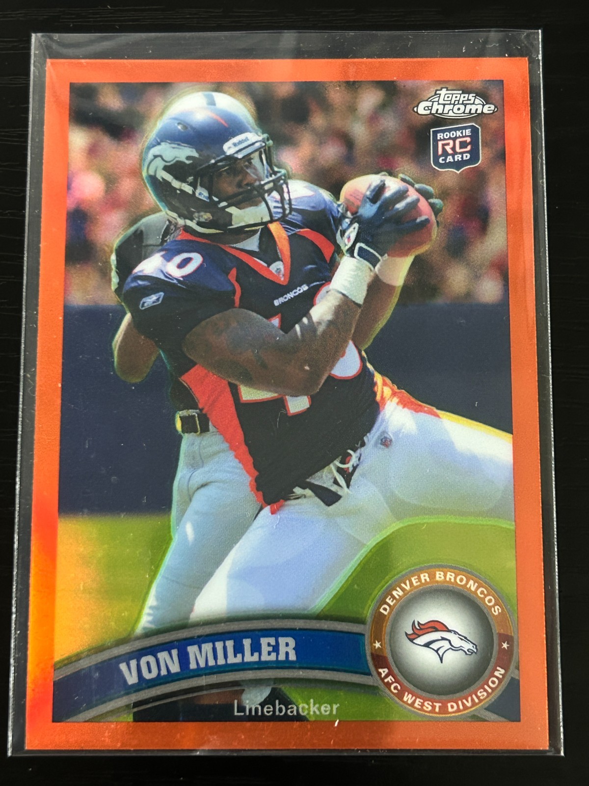 Von Miller #212 2011 Topps Chrome Football Orange Refractor Rookie Denver Bronco