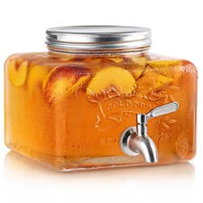 MosJos Glass Drink Dispenser for Fridge - Stainless Steel Spigot Mason Jar Dispe