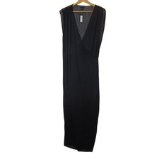 PrettyLittleThing Black Wrap Maxi Dress S Women's Sleeveless Mesh Preloved