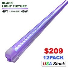 40W UV Led Black Light Bar, T8 Linkable Blacklight Fixture 4FT for DJ Stage Club