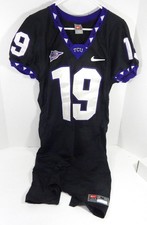 2000s Texas Christian University Frogs #19 Game Used Black Jersey NP R M DP58814