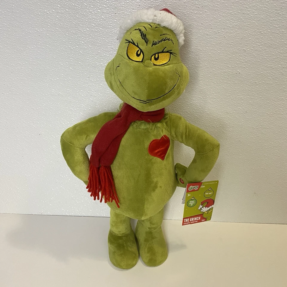 Gemmy der Grinch Weihnachten Urlaub Veranda Tür Begrüßung mit Strümpfen 20" hoch