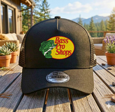 Bass Pro Shops Trucker Hat Embroidered Logo Mesh Snapback Outdoor Cap