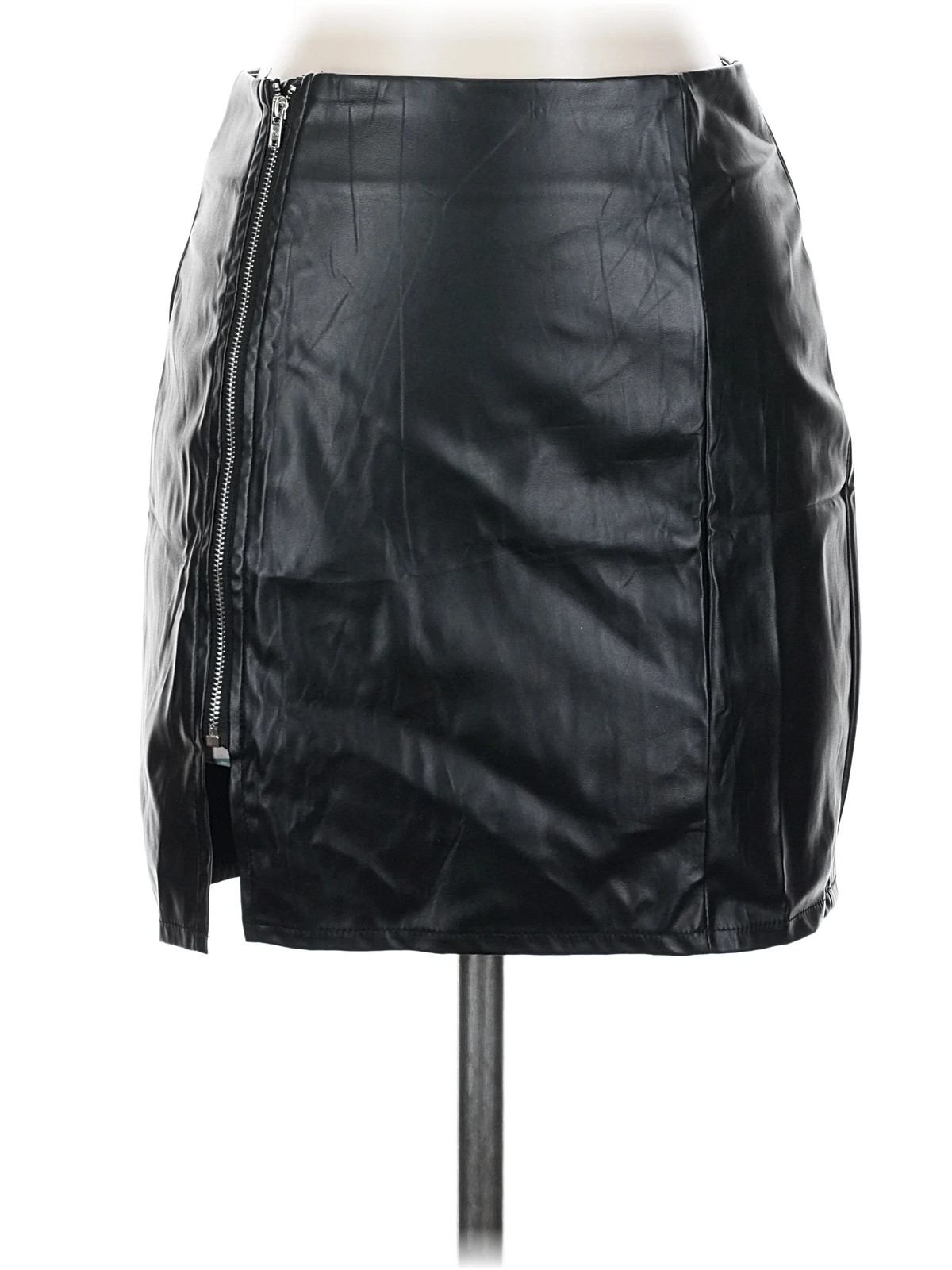 Shein Women Black Faux Leather Skirt 4