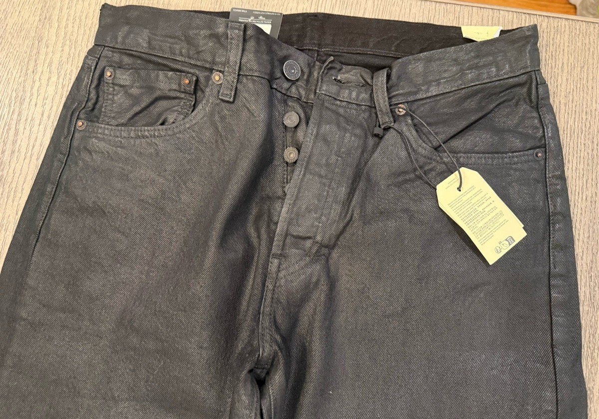 501 Original Fit Wax Coated Men's Jeans Black 32x32 Waxed | eBay