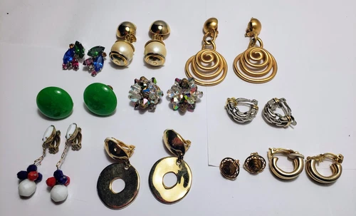 LOT de 10 BOUCLES D'OREILLES CLIPS VINTAGE CRÉATEUR ERWIN PEARL LEWIS SEGAL SARAH COVENTRY