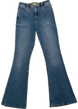 INC  Women's Jeans Medium Blue High-Rise Belted Flared Size 4 NEW with Tags