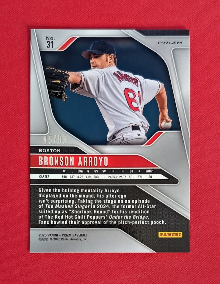 🔥Bronson Arroyo /99-2025 Panini Prizm Red Power Prizm #31 Boston Red Sox Foto 2 de 2