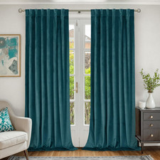 Teal Velvet Curtains 96 Inches for Living Room, Thermal Insulated Room Darkening