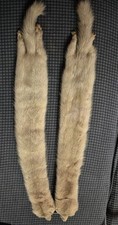 Nerz Schal Beige Mink Pelz Stola Tier Fuß Kopf 128cm Pelzkragen Nerzkragen 50ger