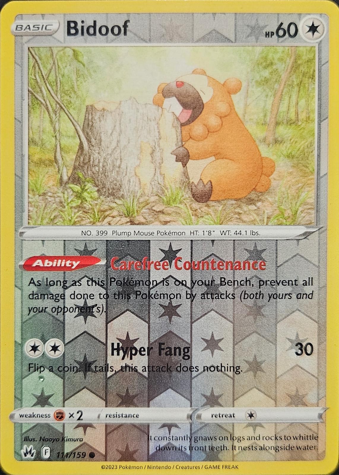 Bidoof Reverse Holofoil - SWSH: Crown Zenith- 111/159 NM