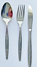 Interpur Stainless Steel Korea Rose 3pc Set  Dinner Fork Knife Oval Soup Spoon