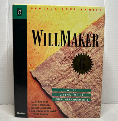 VTG Nolo WillMaker 6 PC MS-DOS 3.1 Living Will Final Arrangement Maker Vintage