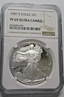 1987 S AMERICAN SILVER EAGLE PROOF DOLLAR 1 OZ NGC PF69 UCAM