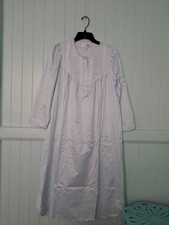 NWT Miss Elaine Petites Long Sleeve Nightgown Sz PS Light Blue Embroidered 70
