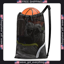 Large Mesh Sports Backpack with Adjustable Straps and Zipper Pocket