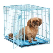 Single Door Folding Dog Crate with Divider Panel for Small Breeds 12-20 lbs